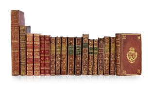 \[RELIURES DES XVIIIe et XIXe s.\] Bel ensemble de 11 ouvrages en 16 vol. du XVIIIe s. et 2 vol. du