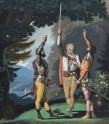 Henri Courvoisier-Voisin (1757-1830), d'après. Le Triumvirat helvétique, vers 1800, aquatinte rehaus