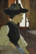 Fortuné Bovard (1875-1947), "Catherine", 12 juin 1910, gouache, fusain et crayon de graphite sur pap
