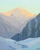 Charles Blanc-Gatti (1890-1966), "Aube sur le Buet", 1947, huile sur isorel, signée, 27x22 cm (à vue