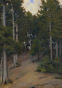 François Birbaum (1872-1947), "Crépuscule de la forêt", pastel sur papier, signé, 34,5x24,5 cm (à vu