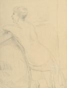 René Victor Auberjonois (1872-1957), Portrait d'une femme accoudée au balcon, 1920, crayon sur papie