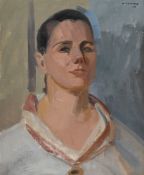 Albert Chavaz (1907-1990), Portrait dune jeune femme, 1977, huile sur carton entoilé, signée et daté