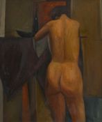 Jean-Marc Besson (1939), Nu de dos, huile sur toile, signée, contresignée et située "Moudon" au vers