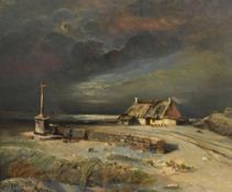 Louis Amédée Baudit (1870-1960), "Vieille ferme en Bretagne", 1935, huile sur toile, signée, datée e