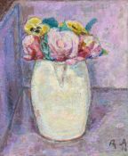 René Victor Auberjonois (1872-1957), Bouquet de roses et pensées, 1910, huile sur toile, monogrammée