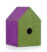 Hermès, boîte à mouchoirs en forme de nichoir, gainé de lézard Varan vert et violet, commande spécia