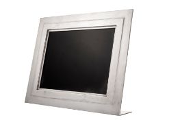 HERMÈS. Cadre à photographie en métal argenté, Paris, XXe s., revers en bois, h. 26 cm