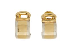 Hermès, paire de clips d’oreilles en or 750 et argent, h. 1.5 cm, 9g