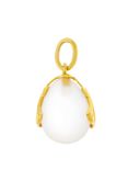 Lalaounis, pendentif œuf en or 750 et cristal de roche dépoli, signé, h. 2.5 cm