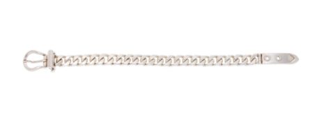 Hermès, bracelet ceinture en argent à maille gourmette, poinçon de maître Emile Hermès, long. 18.5 o
