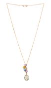 Bucherer, pendentif en or rose 750 serti de gouttes d'améthyste, de citrine, de topaze et de quartz