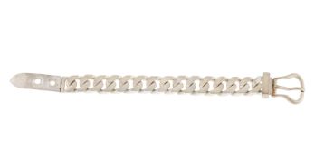 Hermès, bracelet ceinture en argent à maille gourmette, poinçon de maître Emile Hermès, signé, long.
