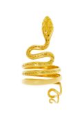 Lalaounis, bague or 750 gravé figurant un serpent s'enroulant autour du doigt, doigt 57-17, 8g