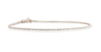 Bracelet rivière or gris 750 serti de diamants taille brillant, long. 18.5 cm