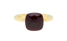 Pomellato, Nudo, bague or 750 sertie d'un grenat facetté, signée, doigt 56-16, 8g