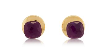 Pomellato, Nudo, paire de clous d'oreilles or 750 sertis d'améthystes facettées, h. 0.9 cm, 7g