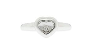 Chopard, Happy Diamonds, bague cœur or gris 750 ornée d'un diamant mobile entre deux plaques de verr