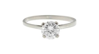 Gübelin, solitaire en or gris 750 serti d'un diamant taille brillant (env. 0.7 ct), doigt 50-10