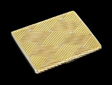 Etui à cigarettes 3 ors 750 en mokume-gane de vannerie, XXe s., numéro de série 7527, poinçon d'orfè