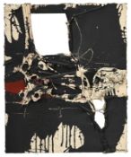 Manolo Millares (1926-1972), Cuadro , 1960, tech. mixte sur toile de jute, signée, contresignée, da