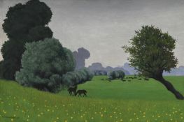 Félix Vallotton (1865-1925),  Effet de pluie à Tournedos  ou  Haras  1922, huile sur toile, timbre d