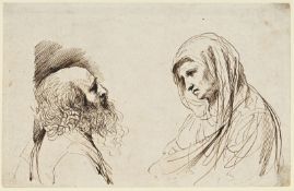 Giovanni Francesco Barbieri, dit Guercino (1591-1666), Etude pour la Visitation, encre brune et plum