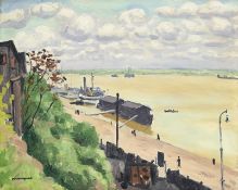 Albert Marquet (1875-1947), Paysage du Danube à Galatz , 1933, huile sur panneau, signée, 33x41 cm