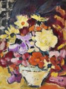 Louis Valtat (1869-1952),  Vase de fleurs , 1942, huile sur carton, tampon du monogramme  L.V. , 25,