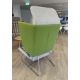 Contemporary upholstered breakout winged Armchair, with chrome legs, green (location in building: - Image 4 of 5