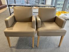 2 Boss Diane leather upholstered Armchairs, beige (location in building: sixth floor)