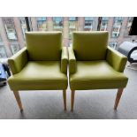 2 Boss Diane leather upholstered Armchairs, green (location in building: sixth floor)