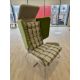 Contemporary upholstered breakout winged Armchair, with chrome legs, green (location in building: - Image 2 of 5