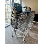31 Boss Starr Chairs, with and without arms, various colours, with storage trolley (location in