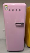 Smeg Fridge, 600mm x 680mm x 1510mm, with integrated freezer, pink (location in building: sixth