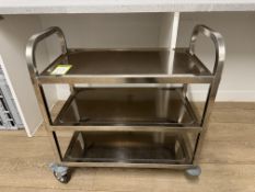 Stainless steel 3-shelf Trolley, wheel missing (location in building: sixth floor)