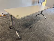 Mobile flip down Meeting Table, 2000mm x 800mm x 4730mm, white top (location in building: sixth