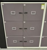 Steel 2-tone 4-door Locker, 1000mm x 480mm x 1280mm, 2 drawers, combination, no keys, open (location