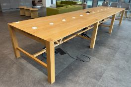 Oak Meeting Table, 4520mm x 1120mm x 730mm, with cable management (location in building: room 401