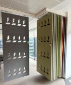 12 upholstered suspended Privacy Screens, 945mm x 2400mm, track not included (location in