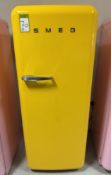 Smeg Fridge, 600mm x 680mm x 1510mm, with integrated freezer, yellow (location in building: sixth