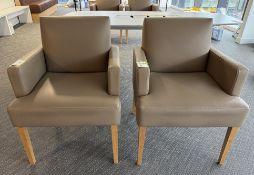 2 Boss Diane leather upholstered Armchairs, beige (location in building: sixth floor)