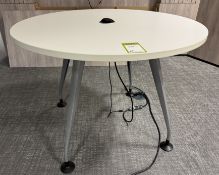 Circular Meeting Table, 1000mm diameter x 730mm, white top (location in building: fourth floor