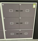 Steel 2-tone 4-door Locker, 1000mm x 480mm x 1280mm, 2 drawers, combination, no keys, open (location