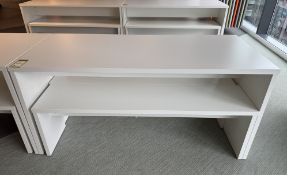 Dining/Breakout Table, 1600mm x 700mm x 750mm, white, with 2 benches, 1500mm x 350mm x 450mm,