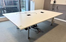 Meeting Table, 2600mm x 1600mm x 730mm, white top, with chrome style legs and cable management (