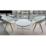 Orangebox Elan 06 circular Coffee Table, 800mm diameter x 450mm, white, with chrome legs and 2