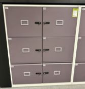 Steel 2-tone 4-door Locker, 1000mm x 480mm x 1280mm, 2 drawers, combination, no keys, open (location