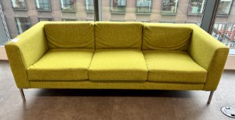 Upholstered 3-seater Sofa, green (location in building: room 401 rascal)