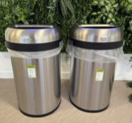 2 Simplehuman stainless steel Waste Bins (location in building: sixth floor reception)